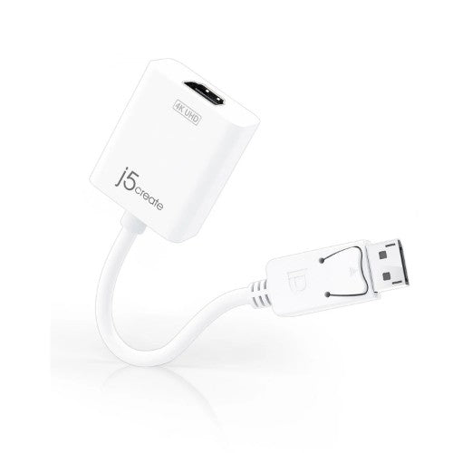 j5create JDA158 DisplayPort™ to 4K HDMI™ Active Adapter, White