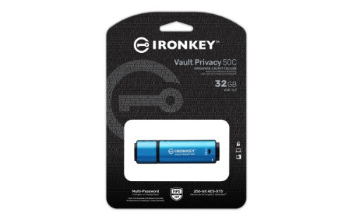 Kingston Technology IronKey 32GB USB-C Vault Privacy 50C AES-256 Encrypted, FIPS 197