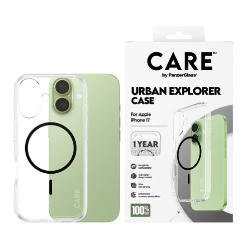 PanzerGlass CARE by ® Flagship Case Transparent Urban Explorer w. Black MagSafe iPhone 17