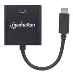 Manhattan USB-C to VGA Converter Cable, 1080p@60Hz, Black, 8cm, Male to Female, Lifetime Warranty, Equivalent to CDP2HD