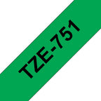 Brother TZE-751 DirectLabel black on green Laminat 24mm x 8m for Brother P-Touch TZ 3.5-24mm/HSE/36mm/6-24mm/6-36mm