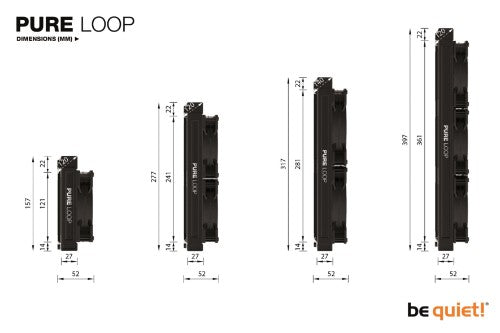 be quiet! Pure Loop 280mm All In One CPU Water Cooling, 2 X 140mm PWM Fan, For Intel Socket: 1200 / 2066 / 115X / 2011(-3) square ILM; For AMD Socket: AMD: AM4 / AM3(+)