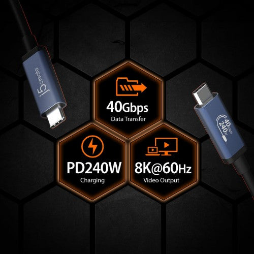 j5create JUC29L08 USB 40Gbps 240W USB Type-C® Cable