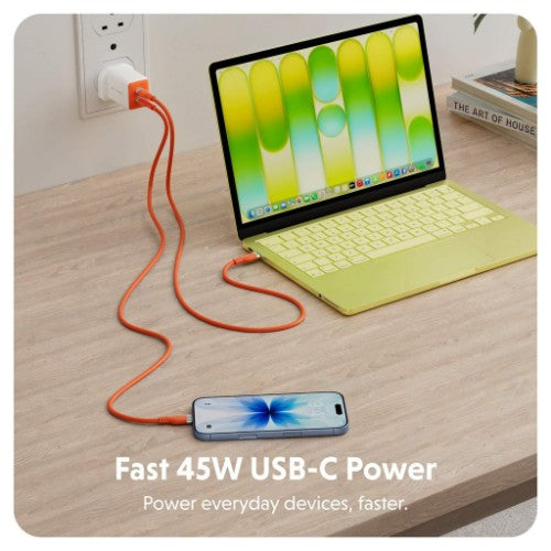 Targus HyperJuice Flex 45W GaN Laptop, Smartphone, Headset, Portable gaming console White, Orange AC Indoor