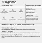 HP ProBook 450 G10 Intel® Core™ i5 i5-1335U Laptop 39.6 cm (15.6") Full HD 8 GB DDR4-SDRAM 256 GB SSD Wi-Fi 6E (802.11ax) Windows 11 Pro Silver