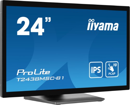 iiyama ProLite 23.8” 10pt Optical Bonded PCAP touchscreen monitor with IPS panel technology, edge-to-edge glass design, anti-fingerprint coating and metal housing