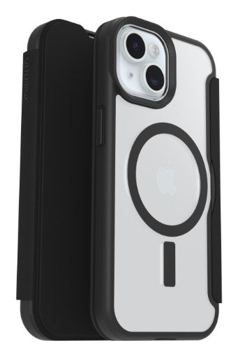 OtterBox React Folio for MagSafe Series for Apple iPhone 16e/15/14/13, transparent/black