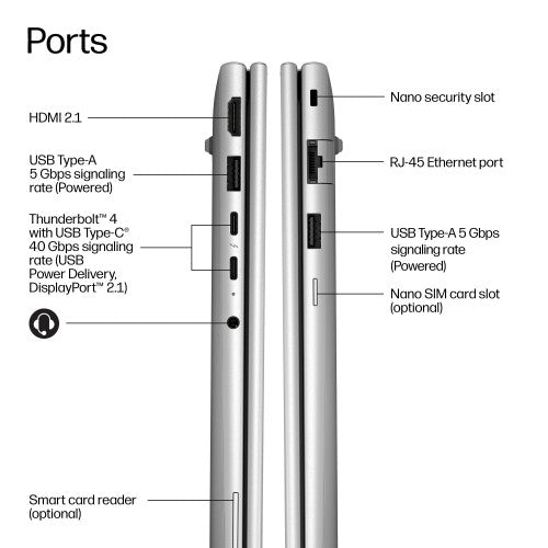 HP EliteBook 6 G2a 16 inch Notebook AI PC AMD Ryzen™ 5 PRO PRO 230 Laptop 40.6 cm (16") WUXGA 32 GB LPDDR5x-SDRAM 512 GB SSD Wi-Fi 6E (802.11ax) Windows 11 Pro Silver