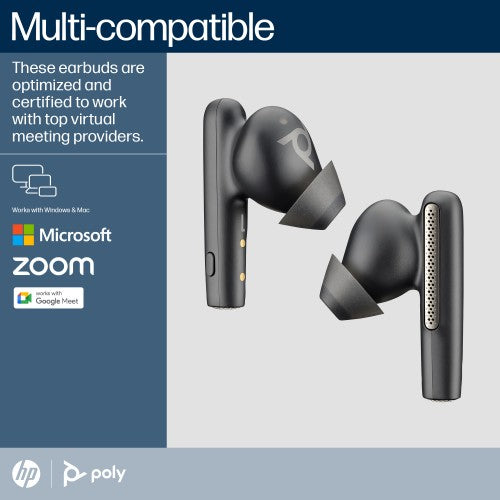 HP Poly Poly Voyager Free 60 UC Black Earbuds +BT700 USB-C Adapter +Basic Charge Case