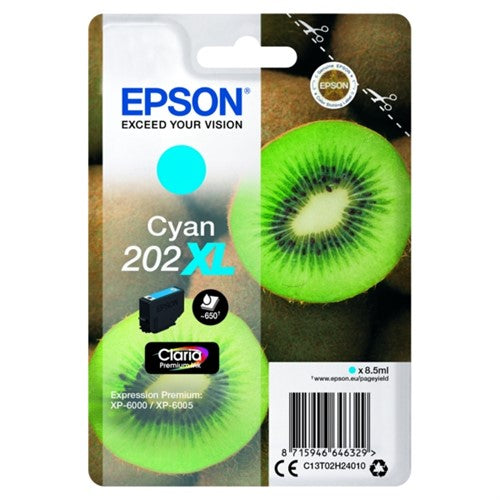 Epson C13T02H24010/202XL Ink cartridge cyan high-capacity, 650 pages 8.5ml for Epson XP 6000