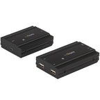 StarTech.com 4-Port USB 2.0 Extender Hub over Single CAT5e/CAT6 Ethernet Cable (RJ45) - 330ft (100m) - USB Extender Hub Adapter Kit - Metal Housing - Externally Powered - 480 Mbps - TAA