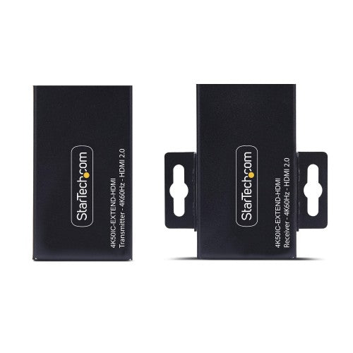 StarTech.com HDMI Extender Over CAT5e/CAT6, 4K 60Hz, Up to 200ft (60m), Transmitter and Receiver Kit, Power Over Cable, Compact Form Factor