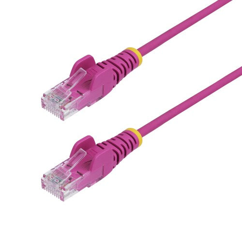 StarTech.com 2m Pink Slim CAT6 Ethernet Cable, Snagless, 100W PoE, UTP, LSZH, 28AWG Pure Bare Copper Wire, Slim RJ45 Network Patch Cord w/Strain Reliefs, Individually Tested