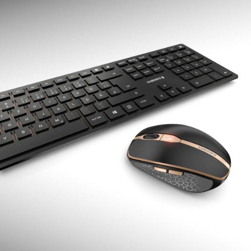 CHERRY DW 9000 SLIM keyboard Mouse included RF Wireless + Bluetooth Czech, Slovakian Black, Bronze