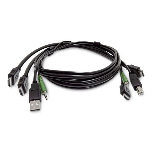 StarTech.com 10ft (3m) Dual-HDMI KVM Cable, USB 2.0, 3.5mm Audio, Universally Compatible Combo Cable for KVM Switches, TAA Compliant