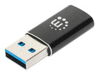 Manhattan USB-C to USB-A Adapter, Female to Male, 10 Gbps (USB 3.2 Gen2 aka USB 3.1), SuperSpeed+ USB, Black, Lifetime Warranty