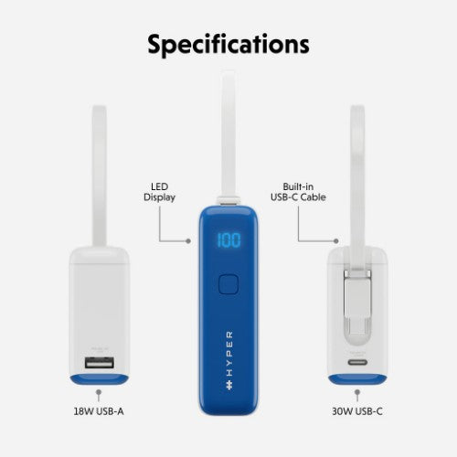 Targus HyperJuice Flex 10K 30W 5000 mAh White, Blue