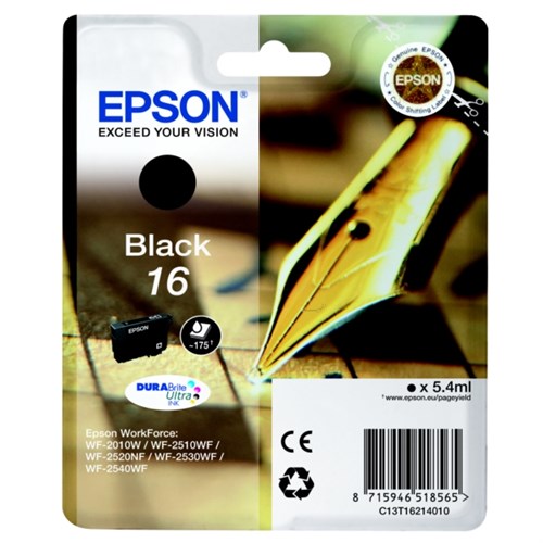 Epson C13T16214012/16 Ink cartridge black, 175 pages 5,4ml for Epson WF 2010/2660/2750