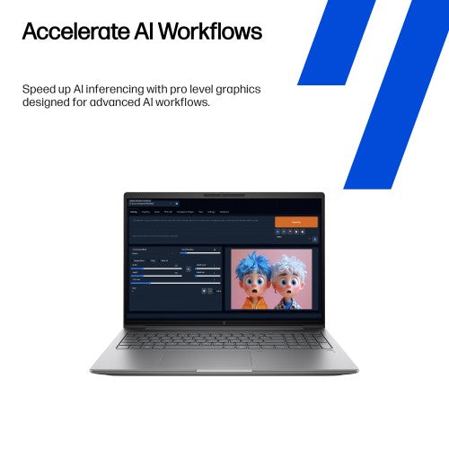 HP Zbook X G1i 16 inch Mobile Workstation PC Wolf Pro Security Edition - Data Science Intel Core Ultra 7 265HX 40.6 cm (16") 2.5K 64 GB DDR5-SDRAM 1 TB SSD NVIDIA RTX PRO 1000 Blackwell Wi-Fi 7 (802.11be) Windows 11 Pro AI Workstation, AI PC Silver