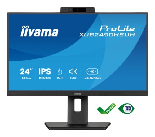 iiyama 24’’ IPS monitor with a built-in Windows Hello camera and microphone