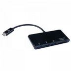 V7 Black USB Adapter USB-C Male to 3 x USB 3.0 A Female, Micro SD, SD/MMC