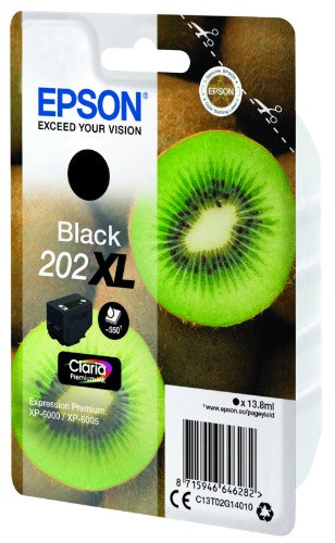 Epson C13T02G14010/202XL Ink cartridge black high-capacity, 550 pages 13,8ml for Epson XP 6000