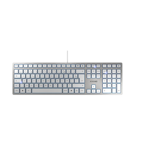 CHERRY KC 6000 Slim keyboard USB AZERTY French Silver, White