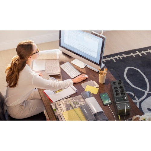 APC Back-UPS, 1050VA/600W Floor/Wall Mount, 230V, 8x UNEL outlets, USB Type A+C Port, User Replaceable Battery