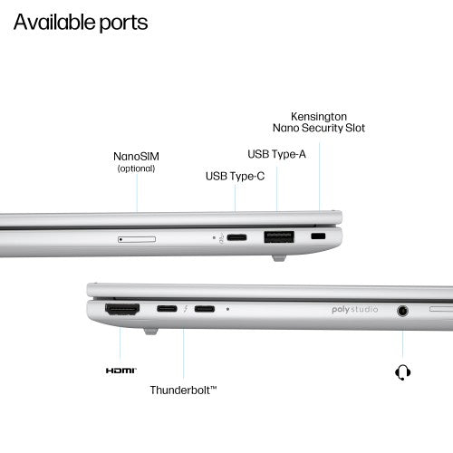 HP EliteBook 8 G1i AI PC Wolf Pro Security Edition Intel Core Ultra 7 255U Laptop 40.6 cm (16") WUXGA 24 GB DDR5-SDRAM 512 GB SSD Wi-Fi 6E (802.11ax) Windows 11 Pro Silver