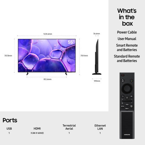 Samsung UE55U8000FKXXU TV 139.7 cm (55") 4K Ultra HD Smart TV Wi-Fi Black