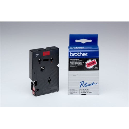 Brother TC-491 DirectLabel black on red 9mm x 7,7m for Brother P-Touch TC 9-12mm