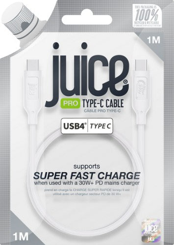 Juice JUI-CABLE-TYPEC-4.0-1M-RND-ECO-WHT USB cable USB4 Gen 2x2 USB C Blue, White