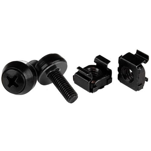 StarTech.com 100-Pack M5 12mm Screws, Square Hole Cage Nuts and Installation Tool, Hardware Mounting Kit for 19" or 10" Server Racks, Cabinets and Enclosures, Black - TAA