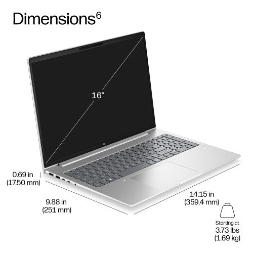 HP ProBook 4 G2i 16 AI PC Intel Core 5 320 Laptop 40.6 cm (16") WUXGA 16 GB DDR5-SDRAM 512 GB SSD Wi-Fi 6E (802.11ax) Windows 11 Pro Silver