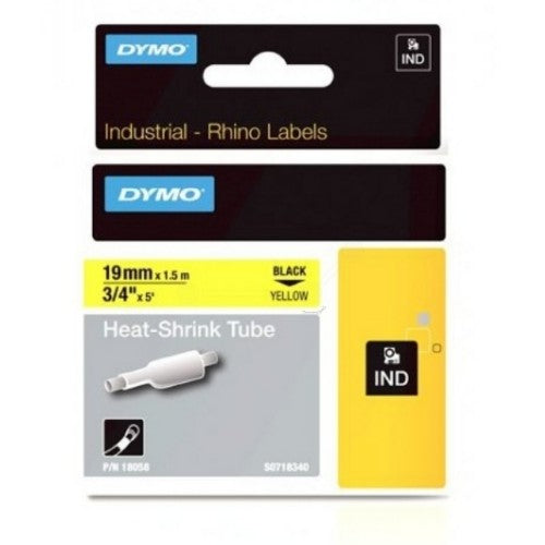 Dymo 18058/S0718340 Heat Shrink Tubes black on yellow 19mm x 1,5m for Dymo Rhino 6-19mm/24mm