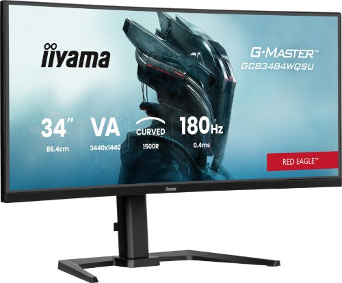iiyama G-MASTER Get ahead with the curved GCB3484WQSU-B1 Red Eagle featuring 180Hz refresh rate and 0.4ms response time