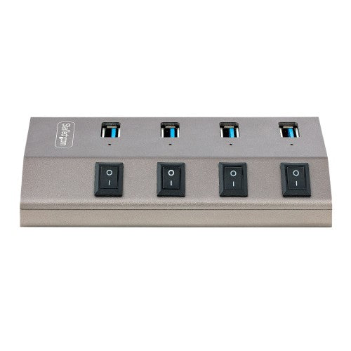 StarTech.com 4 Port Self-Powered USB C Hub with Individual On/Off Switches, USB 3.0 (5Gbps) Expansion Hub with Power Supply, Desktop Laptop USB-C to USB-A Splitter