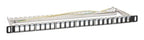 Intellinet 19" 24-Port Shielded Blank Patch Panel, 0.5U, Unloaded 19-inch Rackmount Keystone Panel for High-density Installations, Removable Cable-Management Bar, Black