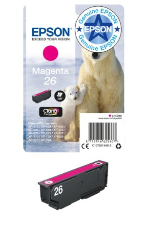 Epson C13T26134012/26 Ink cartridge magenta, 300 pages ISO/IEC 19752 4,5ml for Epson XP 600