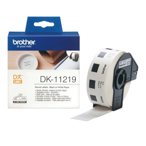 Brother DK-11219 DirectLabel Etikettes round 12mm 1200 for Brother P-Touch QL/700/800/QL 12-102mm/QL 12-103.6mm