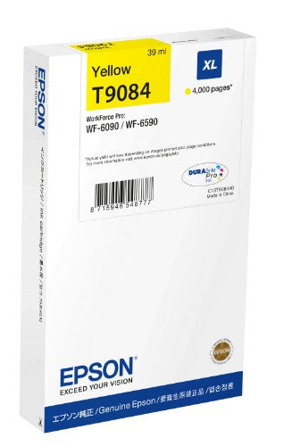 Epson C13T90844N/T9084 Ink cartridge yellow XL, 4K pages ISO/IEC 24711 39ml for Epson WF 6090