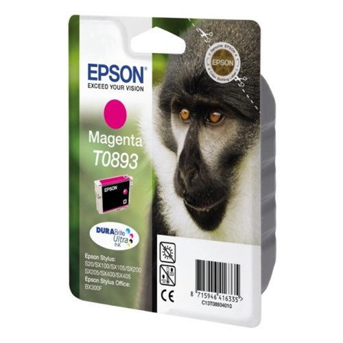 Epson C13T08934011/T0893 Ink cartridge magenta, 135 pages ISO/IEC 24711 3.5ml for Epson Stylus S 20/SX 115/SX 415