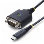StarTech.com 1ft (30cm) USB-C to Serial Adapter Cable, COM Retention, FTDI Chipset, Type-C to Male DB9 RS232, Status LEDs, Interchangeable DB9 Screws and Nuts