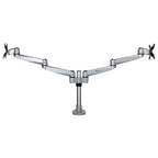 StarTech.com Desk Mount Dual Monitor Arm - Premium Articulating Monitor Arm - up to 27" (17.6lb/8kg) VESA Mount Displays - Height Adjustable Monitor Mount - Rotate/Tilt/Swivel - Clamp/Grommet - Silver - TAA