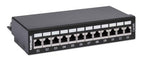 Intellinet Patch Panel, Cat6a, FTP, 12-Port, Desktop, Shielded, 90° Top-Entry Punch Down Blocks, Black