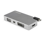 StarTech.com USB C Multiport Video Adapter w/ HDMI, VGA, Mini DisplayPort or DVI - USB Type C Monitor Adapter to HDMI 2.0 or mDP 1.2 (4K 60Hz) - VGA or DVI (1080p) - Space Gray Aluminum