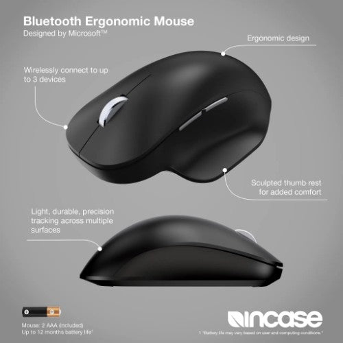 Incase Designed by Microsoft Bluetooth Ergonomic mouse Universal Right-hand