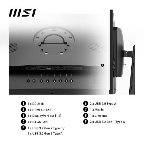 MSI Pro AP242P 14M Intel Core i3 14100 All in One PC Barebone, (NO RAM, NO Storage, NO OS), 23.8 Inch IPS Screen/UHD Graphics/Type-C/USB/LAN/HDMI/DP/WiFi 6E/BT 5.3/VESA