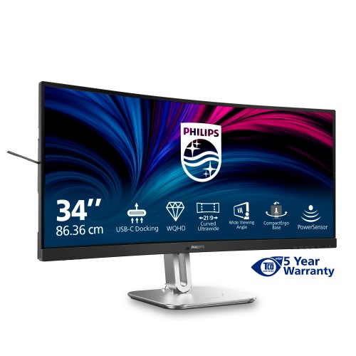 Philips 5000 series 34B2U5600C/00 computer monitor 86.4 cm (34") 3440 x 1440 pixels Dual QHD LCD Grey