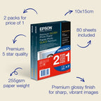 Epson Premium Glossy Photo Paper (100 x 150mm), 255gsm, 80 sheets
